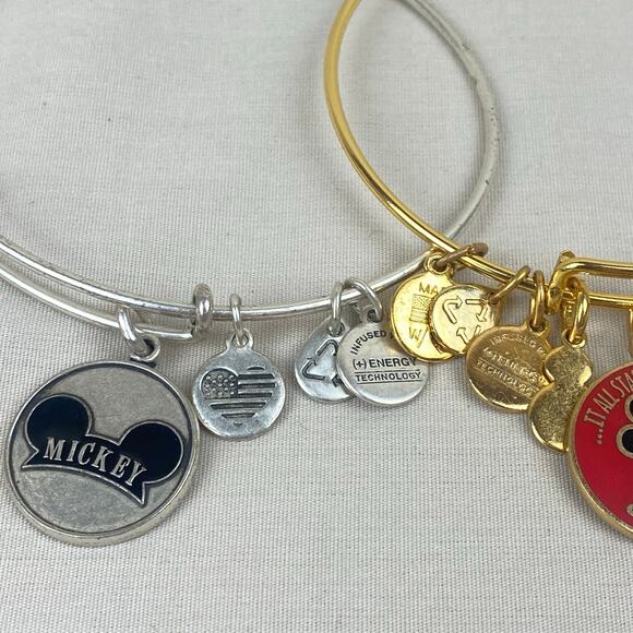 Alex and Ani Disney Parks Mickey Mouse Silver and Gold Toned Bracelet Lot - Picture 2 of 8